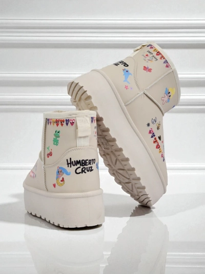 Bottines Lemuria - Bottes de Neige Cr\[egrave\]me Doodle \[agrave\] Semelle \[E]paisse Furrini