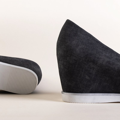 OUTLET Chaussures compensées peep toe femme gris foncé Kaqia - Chaussures