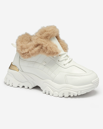 Chaussures de sport pour femmes blanches avec fourrure Flixi - Chaussures