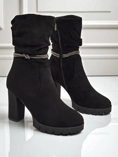Bottines femme en daim écologique à talons épais RuneFlicker