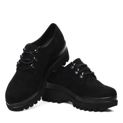 Czarne półbuty na wysokiej platformie Erica- Obuwie