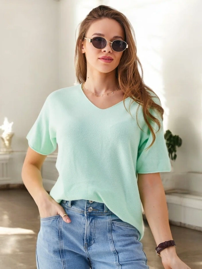 Royalfashion Pull fin femme à manches courtes