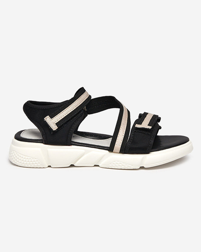 Sandales enfant noires et beiges fermées par velcro Modis - Chaussures