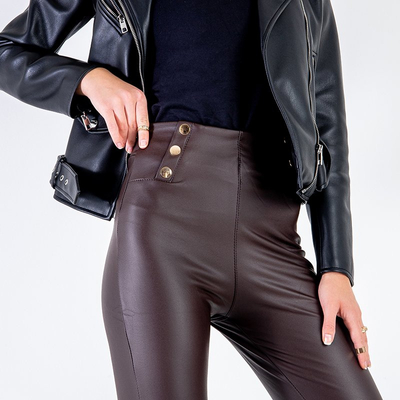 Treggings femme marron foncé avec ornements - Pantalon