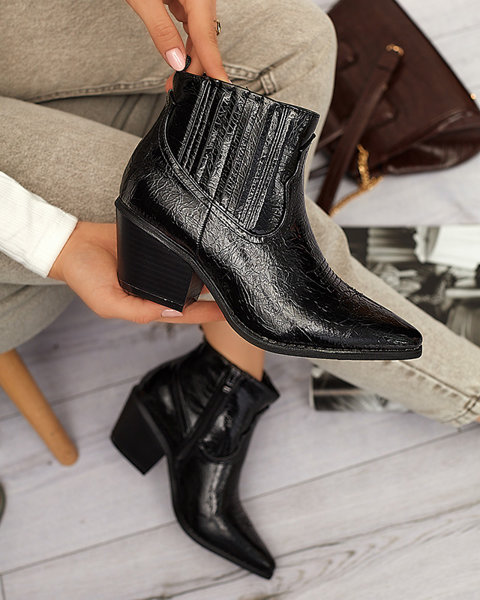 OUTLET Santiags en cuir écologique noir sur tige basse Subin - Footwear