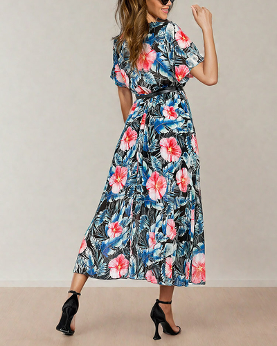 Royalfashion Robe midi florale plissée pour femme