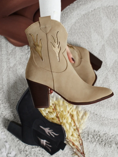 Bottines cow-boy à talon pour femmes avec inserts décoratifs Cendria