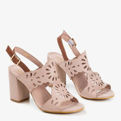 Sandales pour femmes beiges sur le poteau Taba - Chaussures 1