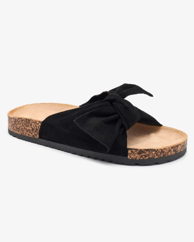 Tongs femme avec nœud en noir Orofdo- Footwear