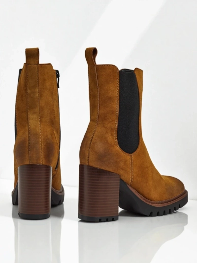 Bottines femme en éco-daim à talon bloc Soreya