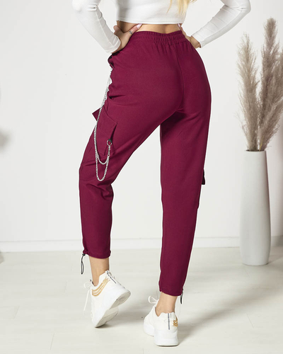 Pantalon de combat marron pour femme avec chaîne- Vêtements