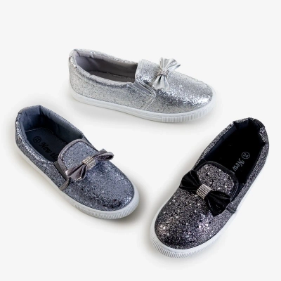 OUTLET Enfant à enfiler argenté avec un nœud Cintia - Chaussures