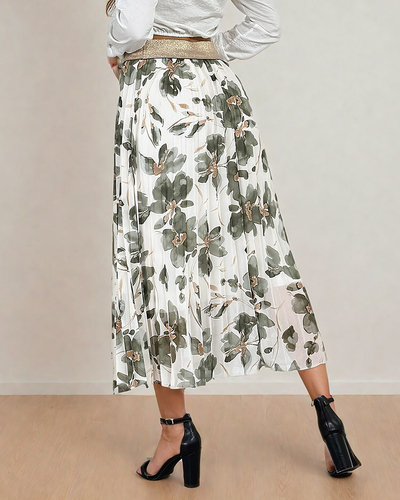 Royalfashion Jupe midi plissée à fleurs pour femme