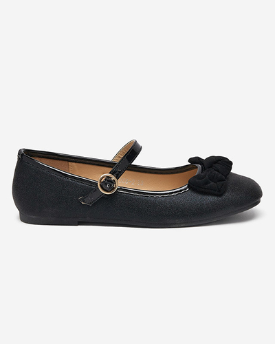 Ballerines fille noires avec ceinture Mosup-shoes