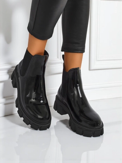 Royalfashion Bottines à semelle massive en cuir écologique verni Calista Weide