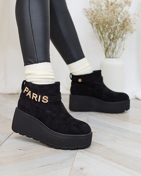 Royalfashion Noir bottes femmes a'la bottes de neige avec ornement Parisela