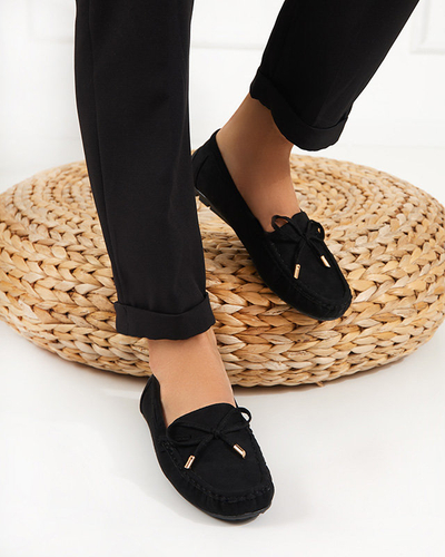 OUTLET Mocassins femme en éco-daim noir Tuleopa - Souliers