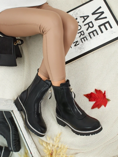 Bottines Luna Noires Élégantes en Cuir pour Femmes pour l'Automne