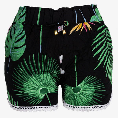 Short court noir à fleurs pour femmes - Pantalon 1