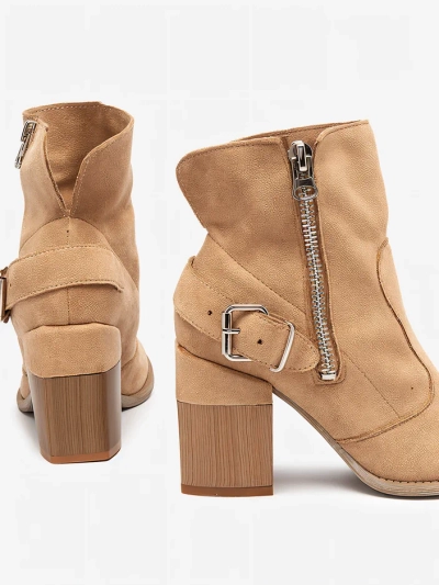 Bottes pour femmes en suède écologique marron clair Emrica - Footwear