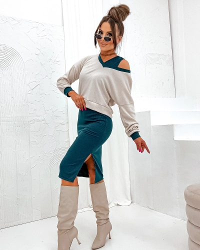 Royalfashion Ensemble décontracté pour femme vert foncé