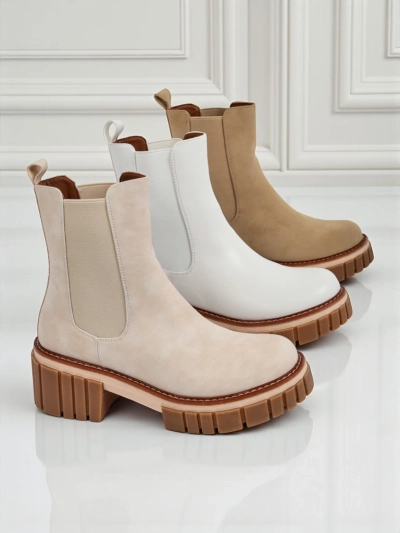Bottines à talon bloc en nubuck écologique Amber Walk