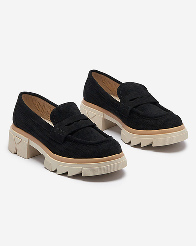 Mocassins ajourés noirs pour femmes sur une semelle solide Ejina - Footwear