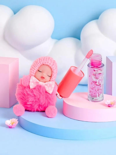 Gloss à lèvres pour enfants avec poupée Rose Foncé