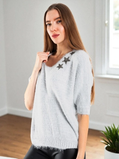 Pull étoile gris clair - Vêtements