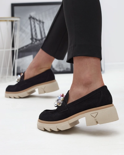 Mocassins ajourés noirs pour femme Peloga- Footwear