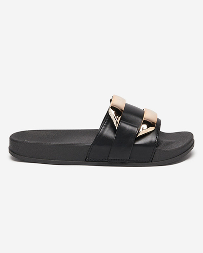 Chaussons femme noirs avec ornement doré Serina - Footwear