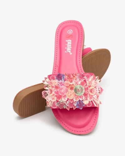 Royalfashion Tongs femme fuchsia avec cristaux colorés Bling Breeze