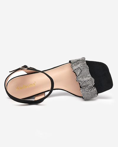 OUTLET Sandales noires pour femmes sur tige avec zircons cubiques Trieste - Chaussures
