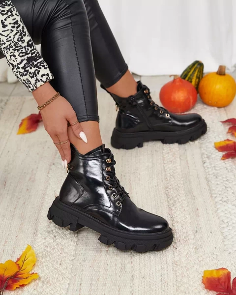 Royalfashion Bottes de trappeur Selori isolées en éco-cuir noir pour femme