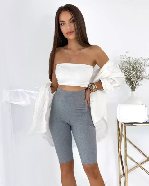 Royalfashion Legging cycliste côtelé pour femme gris