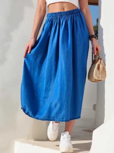 Jupe midi Royalfashion pour femmes ressemblant à du denim
