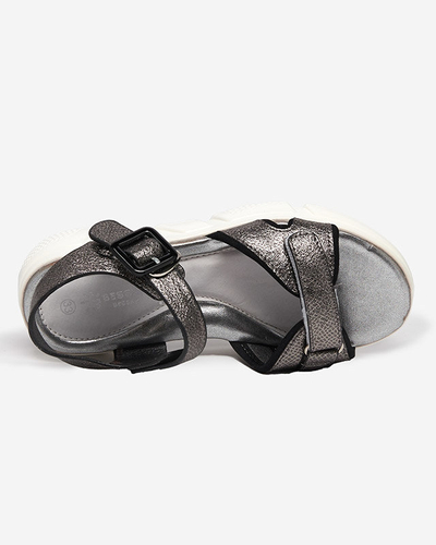Sandales fille brillantes graphite Jenilo - Chaussures