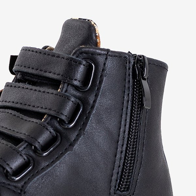 Baskets de sport pour enfants noires à nœuds Pantloye - Footwear