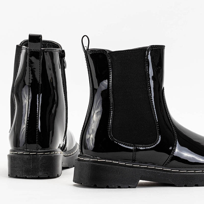 Boots femme laquées noires a'la Jodhpur boots Tinara - Footwear