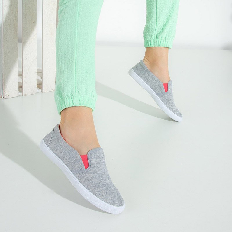 Slip-on matelassé gris pour femme avec empiècements fuchsia Weridia - Footwear
