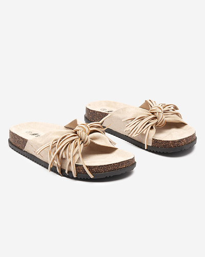 Chaussons femme avec pompons beiges Guttis - Footwear