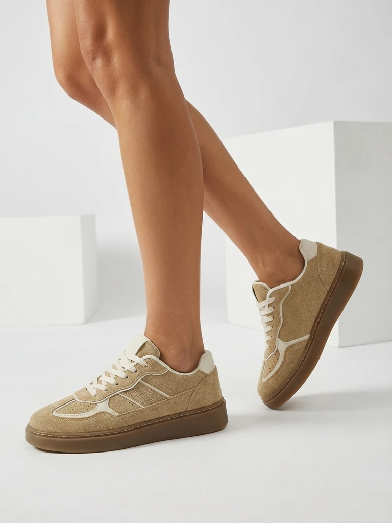 Baskets pour Femmes Aurora Beige en Nubuck Écologique