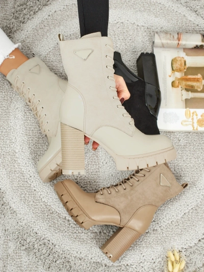 Bottines femme en éco-daim à talons épais Event Bramble