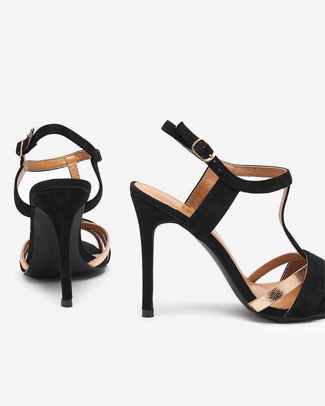 OUTLET Sandales noires pour femme à talon haut Isso-Shoes