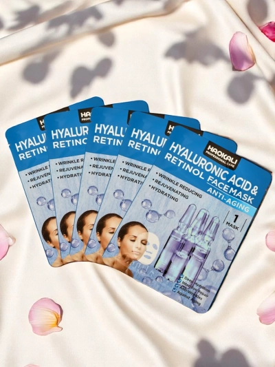 Haokali - Masque facial avec acide hyaluronique et rétinol - hydrate, revitalise et réduit les rides