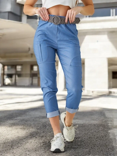 Pantalons en viscose Royalfashion pour femmes avec une ceinture