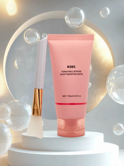 Masque facial PDRN à la caféine - hydratant, liftant avec pinceau pour la nuit