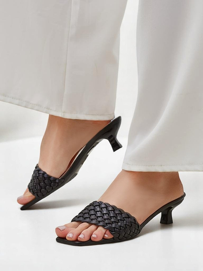 Sandales Callista Nero – Escarpins noirs pour femmes en cuir écologique, été