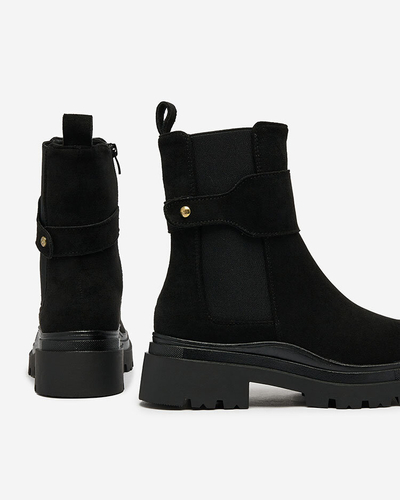 Royalfashion Bottes noires pour femmes avec lanière décorative Doasa