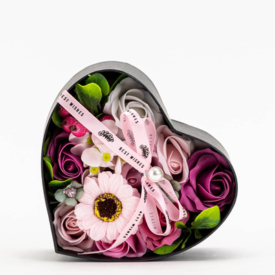 Flowerbox fleurs roses dans une boîte - Accessoires